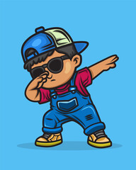 Cool Kid Dabbing Cartoon Illustration