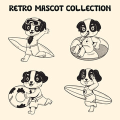 Beach Puppy Retro Mascot