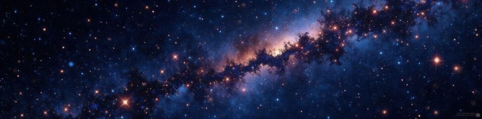 Obraz premium Twinkling stars against black velvet canvas of the universe, galaxy, void