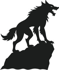 Werewolf Standing Silhouette – Creepy Night Illustration