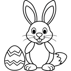 Cute Bunny Coloring Page for Kids – Sitting Rabbit Outline for Easter Activity