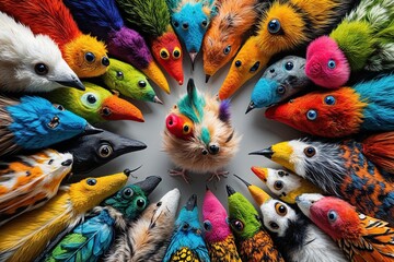 Vibrant Wildlife Perspective Aerial View of Colorful Bird Design