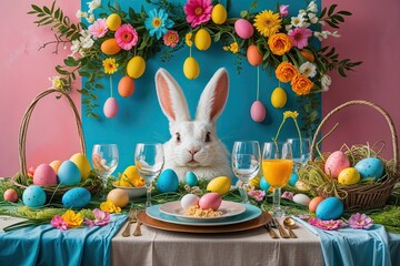 Elegant Easter Dinner Menu Ideas with Vibrant Decor and Sophisticated Backdrop