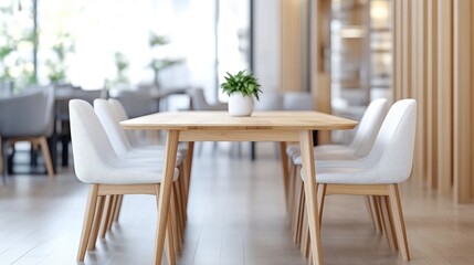 Obraz premium Modern cafe dining area with natural light and simple design