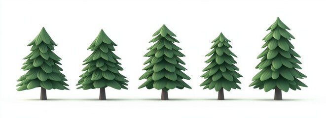 Obraz premium Cartoon Pine Trees