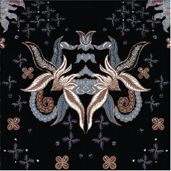 Elegant Indonesian Batik Design with Floral Ornament
