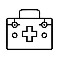 Obraz premium Outline First Aid Kit Icon with Cross Symbol and Handle on Transparent Background