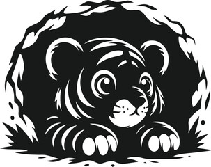 Peeking tiger vector animal silhouette