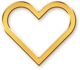 Gold Valentine's Day Icon – 3D Glossy Golden Heart with Romantic Elements and Metallic Shine for Love, Celebration, Romance, and Festive Holiday Design Concepts