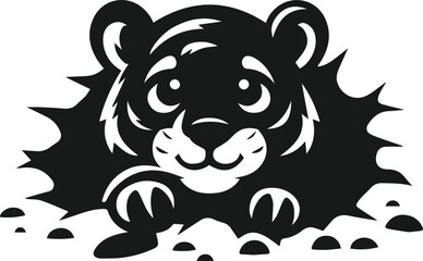 Peeking tiger vector animal silhouette