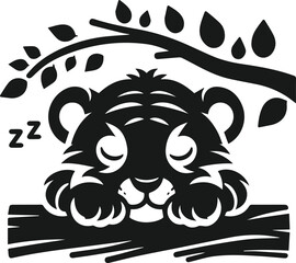 Peeking tiger vector animal silhouette