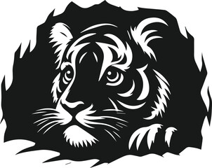 Peeking tiger vector animal silhouette
