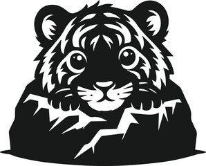 Peeking tiger vector animal silhouette