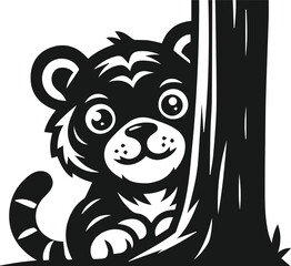 Peeking tiger vector animal silhouette