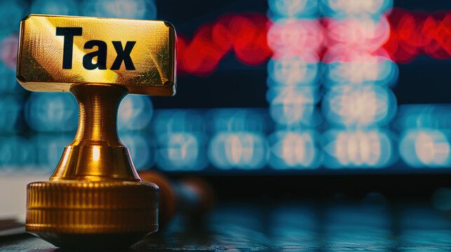 Golden tax exempt stamp pressed on official document with copy space, financial approval concept, government tax relief policy and legal exemption certification for business.