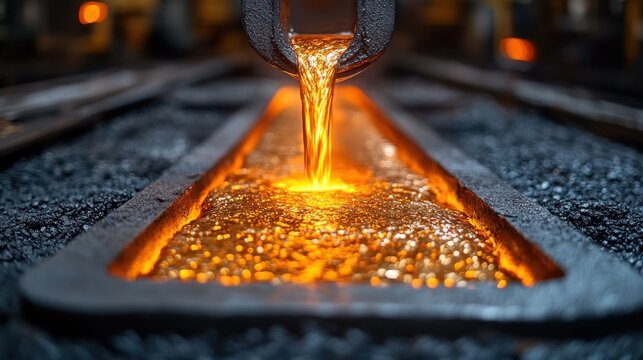 Molten Gold Pouring: Industrial Gold Refining Process