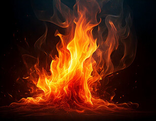 Fototapeta premium Huge flame on a dark background
