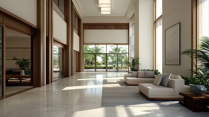 Stylish bright living space interior design modern lounge contemporary architecture open environment wide perspective