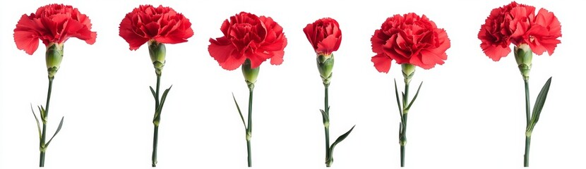Naklejka premium Red Carnations in Various Stages of Bloom