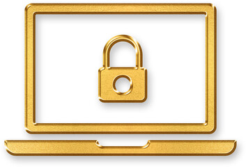 Gold Cybersecurity Icon – 3D Glossy Golden Shield with Circuit Pattern and Metallic Shine for Data Protection, Network Security, and Safe Digital Environment Concepts