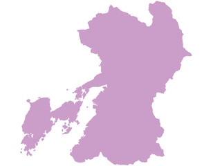 Obraz premium 熊本県 地図 紫 イラスト
