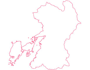 熊本県　地図　白　イラスト