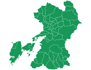 熊本県　地図　グリーン　イラスト