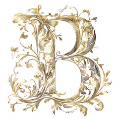 An Elegant Letter B Monogram Adorned with Intricate Hand-Drawn Details