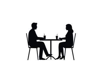 Fototapeta premium Cafe silhouette. This image shows a teapot paired with a cup, saucer, and spoon, symbolizing elegant tableware and a traditional cafe setup. Vector clipart black illustration design.