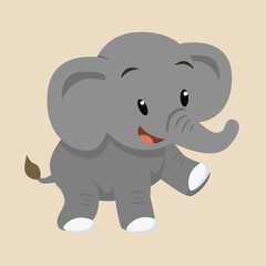 Cute elephant is walking happily