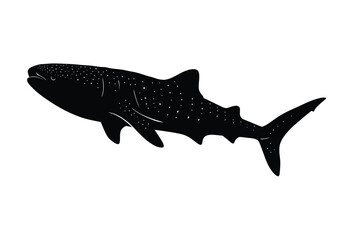 Fototapeta premium Whale shark silhouette. This image shows a whale shark, also referred to as Rhincodon typus, featuring detailed fins, streamlined body, and spot patterns. Vector clipart black illustration design.