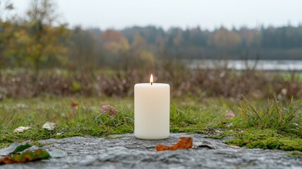 Serene nature scene with tall obelisk structure