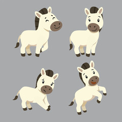 cute horse illustration with 4 kinds of styles