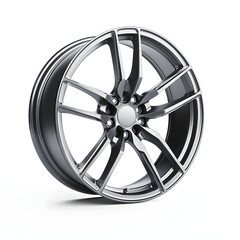 Fototapeta premium Modern car wheel isolated on white background.