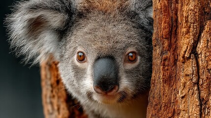 Obraz premium curious koala hugging a tree in its natural habitat,photo stock