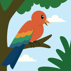 illustration of beautiful birds and blue sky