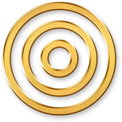 Gold Goal Icon – 3D Glossy Golden Bullseye Target Symbol with Metallic Shine and Shadowed Style for Achievement, Focus, Strategy, Success Tracking, and Performance Milestone Purposes