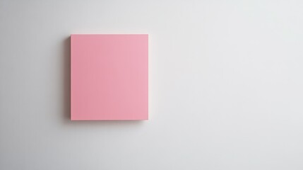 Minimalist Presentation of a Single Pink Square Canvas on a Clean White Wall for Creative Inspiration and Artistic Purposes in Interior Design Projects