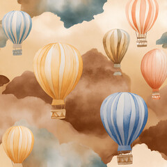 A painting of many hot air balloons in the sky