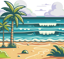 Tropical Beach Paradise Illustration
