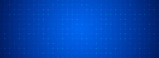Blue glowing dot grid background. Dotted tech square network backdrop. Abstract checkered dashboard pattern for science, technology, business, healthcare, medicine design template. Vector wallpaper © vika_k