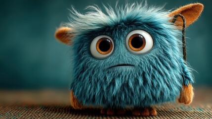Obraz premium d cartoon monster with soft blue fur looking adorable,stock image