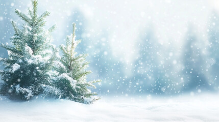 Naklejka premium Snowy serenity in a quiet winter scene, where gentle flakes whisper peace