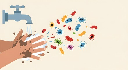 Washing Hands with Hygiene, Germs, and Clean.