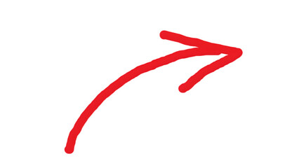 Dynamic Red Hand-Drawn Curved Arrow, Vibrant Red Sketch Arrow Pointing Right-Up,
Expressive Red Marker Arrow with Curve,
Bold Red Freehand Upward Right Arrow,
Artistic Red Scribble Arrow Direction
