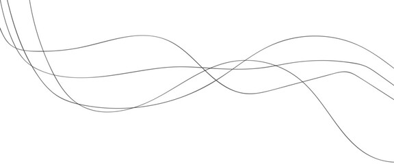 Thin line wavy abstract vector white background. Curve wave seamless pattern. Line art striped graphic template. Vector illustration.