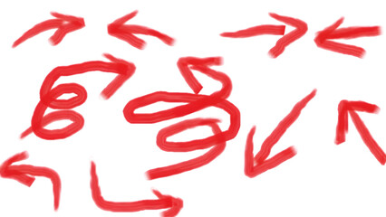 Dynamic Red Oil Brush Arrow Collection, Vibrant Red Oil Paint Arrow Set, Fluid Red Oil Drawn Arrows, Bold Red Painted Arrow Graphics, Artistic Red Oil Texture Arrows, Handmade Red Oil Brush Arrows