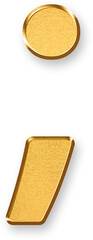 Fototapeta premium Gold Semicolon Icon – 3D Glossy Golden “;” Symbol with Metallic Shine and Shadowed Style for Coding Separators, List Breaks, Sentence Connectors, and Script Formatting in Digital Systems