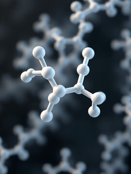 beta alanine molecular structure, 3d model molecule, beta amino acid, structural chemical formula view from a microscope