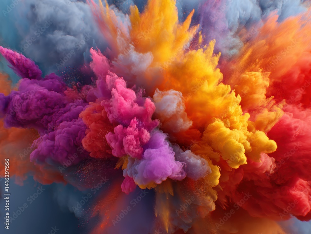 Aufkleber explosive burst of vibrant colors in a stunning cloudlike formation for abstract backgrounds and mod